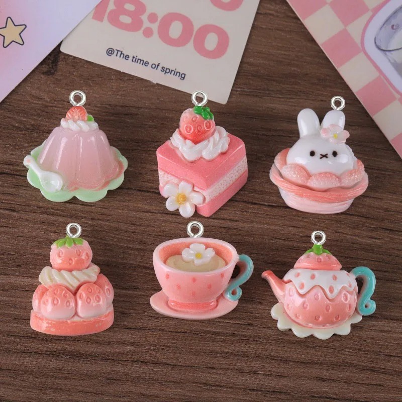Resin Art Materials Kit - 10pcs Cartoon sweet Pink series strawberry