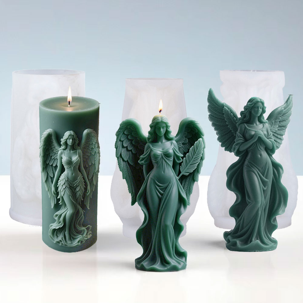 Resin Art Sculptures - Wings Goddess Scented Silicone Candle Mould