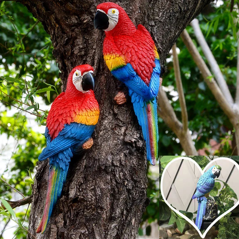 Resin Art On Wall - Simulation Resin Parrot Statue Wall Mounted