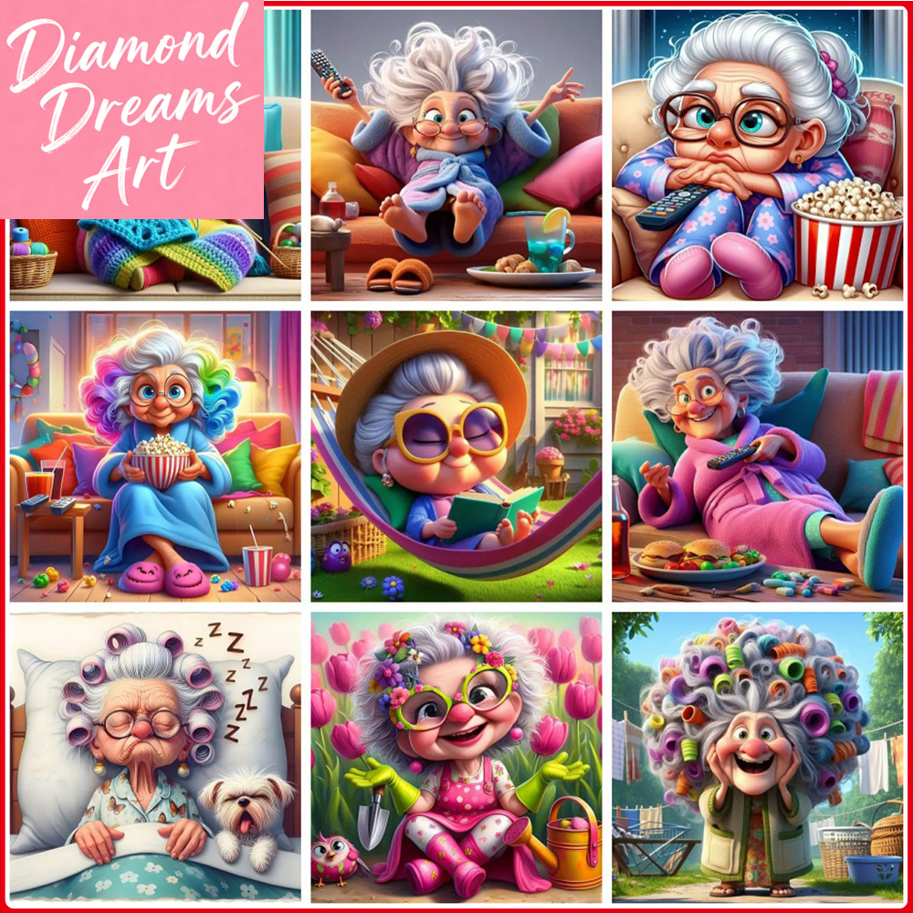 Resin Art On Wall - Frameless, Grandma Diamond Painting Old Lady