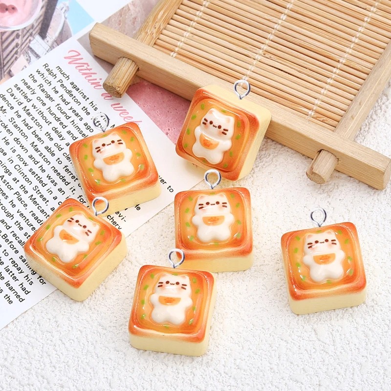 Resin Art Materials Kit - 10Pcs Kawaii Cat Toast Bread Resin
