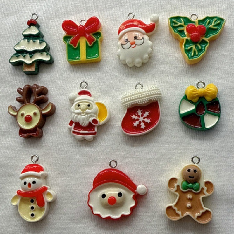 Resin Art Materials Kit - 10pcs Christmas Cartoon Series Resin Pendant