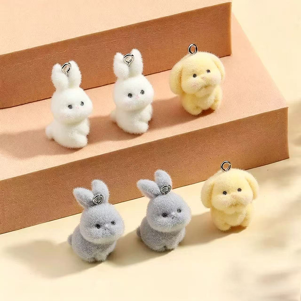Resin Art Materials Kit - 10pcs Flocking Little Rabbit Resin Charms
