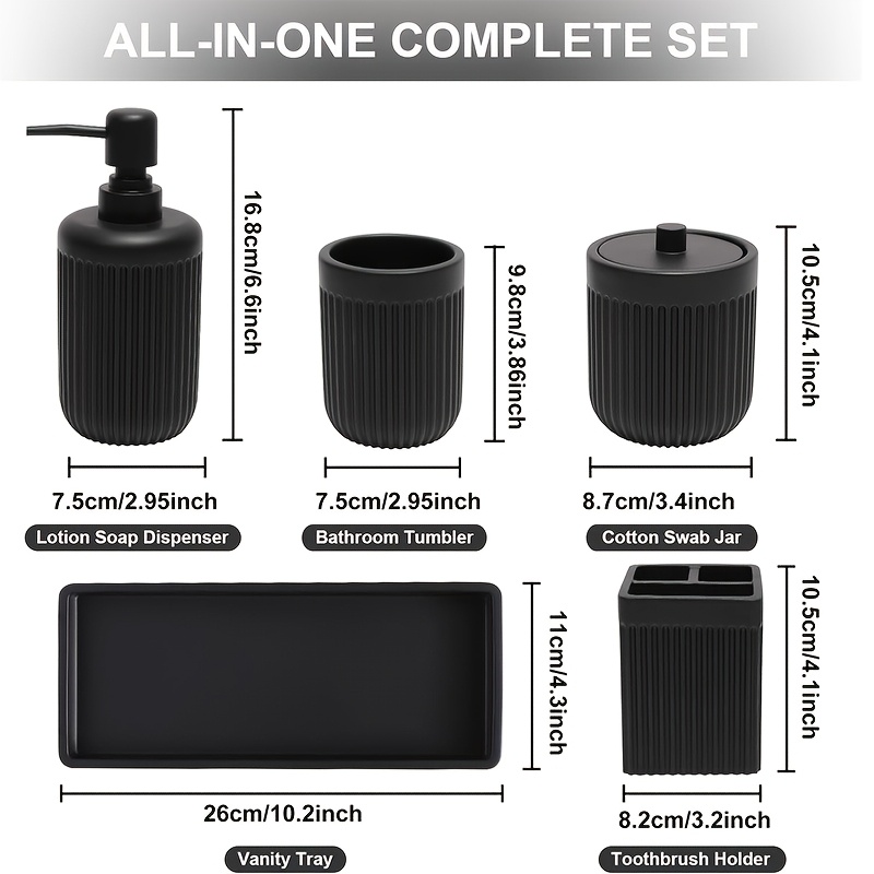 Matte Black Bathroom Accessori - Resin Art All recensie en prijs