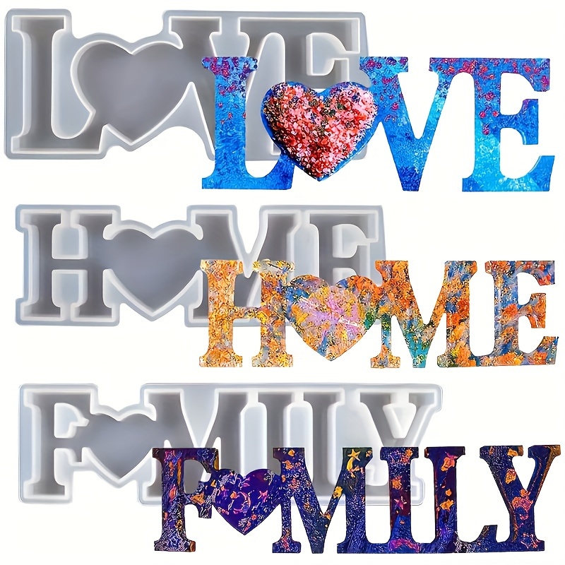 3Pcs Heart Slogan Silicone Res - Resin Art On Wall recensie en prijs