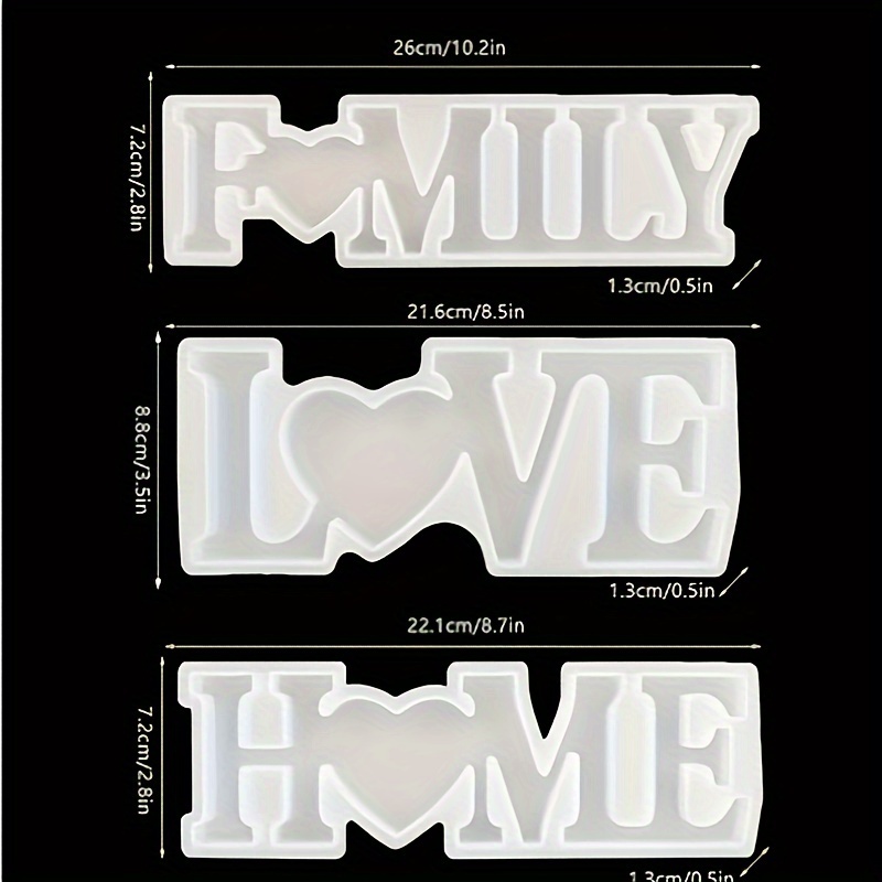 3Pcs Heart Slogan Silicone Res - Resin Art On Wall recensie en prijs