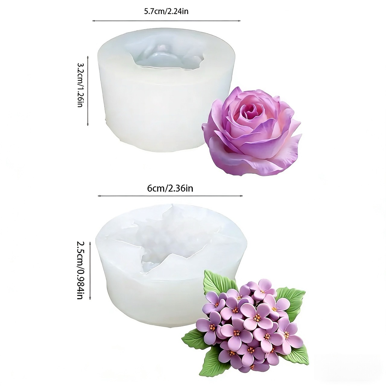 2-Piece 3D Rose and Lilac Sili - Resin Art All recensie en prijs