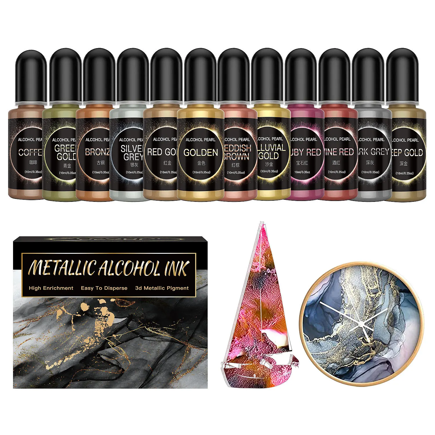 12PCS Metal Resin Pigment 10ml - Resin Pigment Alcohol Ink recensie en prijs