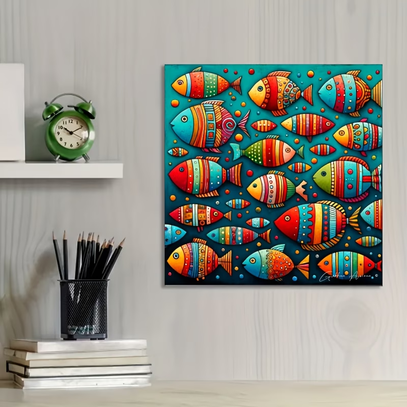 Colorful Whimsical Fish School - Resin Art On Wall recensie en prijs
